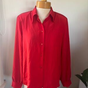 Elegant Red Button-Down Shirt for Women